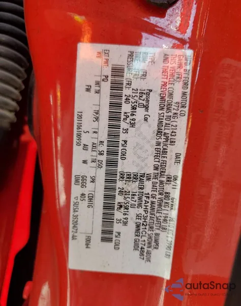 2012 Ford Focus Sel из США, поврежденный, VIN 1FAHP3H21CL174867